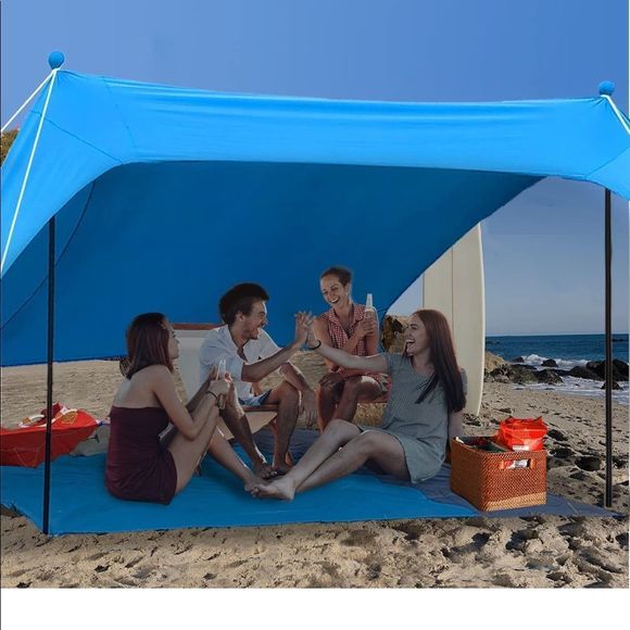 Beach Tent Sun Shelter UPF50+ with Sand Shovel, Ground Pegs and Stability - Picture 3 of 11